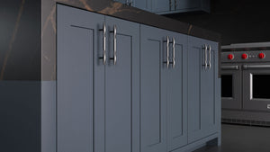 Lakeland Midnight Blue ( Maple | Plain Cut [ Frameless • Satin • Painted ] - 10' X 10' Kitchen Cabinet ) | Assembled In USA