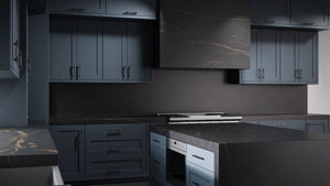 Lakeland Midnight Blue ( Maple | Plain Cut [ Frameless • Satin • Painted ] - 10' X 10' Kitchen Cabinet ) | Assembled In USA