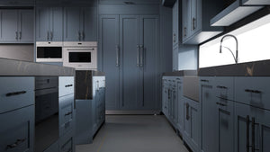 Lakeland Midnight Blue ( Maple | Plain Cut [ Frameless • Satin • Painted ] - 10' X 10' Kitchen Cabinet ) | Assembled In USA