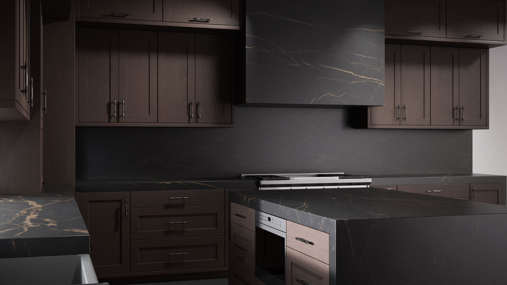 Lakeland Misty Gray ( Cherry | Plain Cut [ Frameless • Satin • Stained ] - 10' X 10' Kitchen Cabinet ) | Assembled In USA