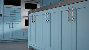 Lakeland Oceana Blue ( Maple | Plain Cut [ Frameless • Satin • Painted ] - 10' X 10' Kitchen Cabinet ) | Assembled In USA