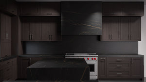 Lakeland Onyx Cherry ( Cherry | Plain Cut [ Frameless • Satin • Stained ] - 10' X 10' Kitchen Cabinet ) | Assembled In USA