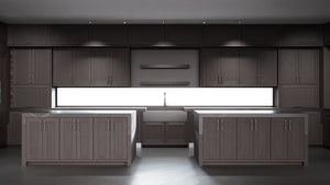 Lakeland Onyx Oak ( White_Oak | Rift Cut [ Frameless • Wire Brushed • Stained ] - 10' X 10' Kitchen Cabinet ) | Assembled In USA