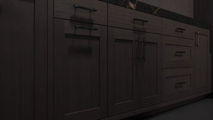 Lakeland Onyx Oak ( White_Oak | Rift Cut [ Frameless • Wire Brushed • Stained ] - 10' X 10' Kitchen Cabinet ) | Assembled In USA