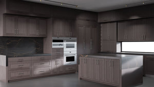 Lakeland Onyx Oak ( White_Oak | Rift Cut [ Frameless • Wire Brushed • Stained ] - 10' X 10' Kitchen Cabinet ) | Assembled In USA