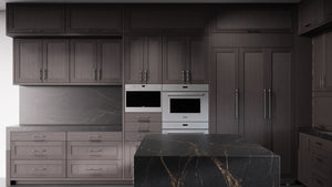 Lakeland Onyx Oak ( White_Oak | Rift Cut [ Frameless • Wire Brushed • Stained ] - 10' X 10' Kitchen Cabinet ) | Assembled In USA