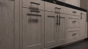 Lakeland Pewter Cherry ( Cherry | Plain Cut [ Frameless • Satin • Stained ] - 10' X 10' Kitchen Cabinet ) | Assembled In USA