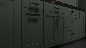 Lakeland Pewter Green ( Maple | Plain Cut [ Frameless • Satin • Painted ] - 10' X 10' Kitchen Cabinet ) | Assembled In USA