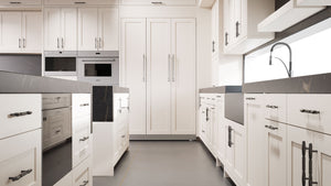 Lakeland Repose Gray ( Maple | Plain Cut [ Frameless • Satin • Painted ] - 10' X 10' Kitchen Cabinet ) | Assembled In USA