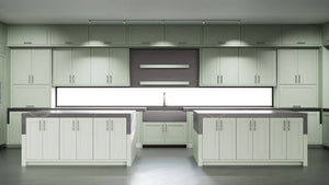 Lakeland Sage Green ( Maple | Plain Cut [ Frameless • Satin • Painted ] - 10' X 10' Kitchen Cabinet ) | Assembled In USA