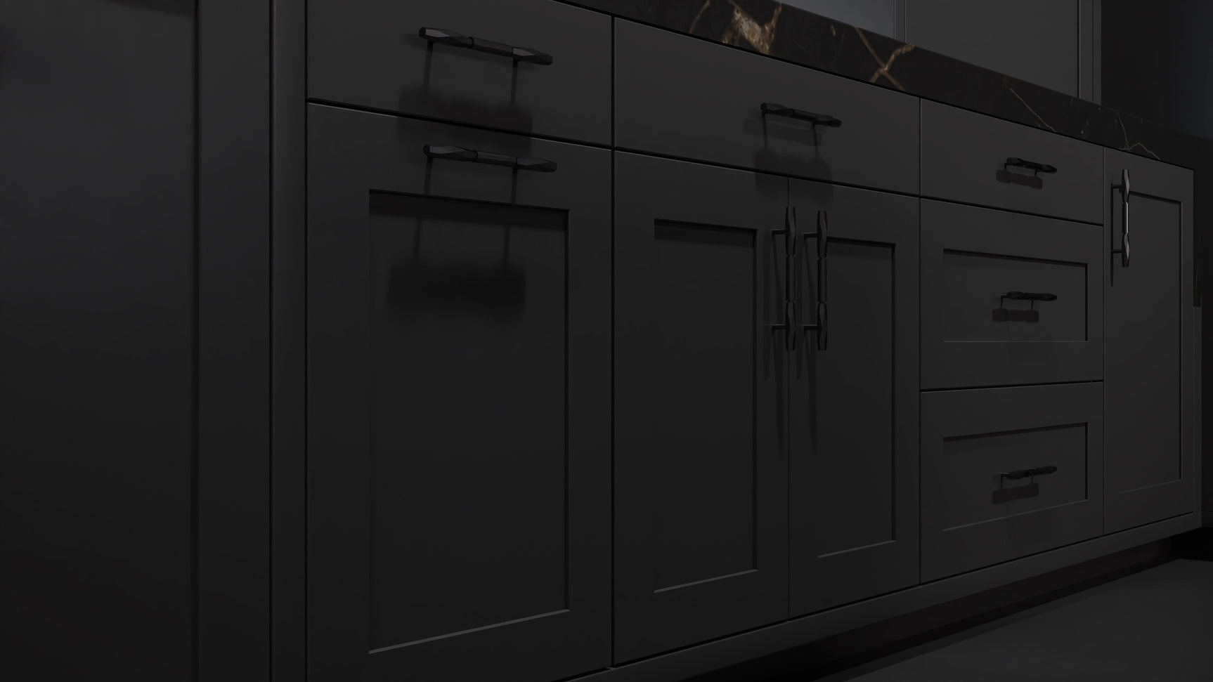 Lakeland Simply Black ( Maple | Plain Cut [ Frameless • Satin • Painted ] - 10' X 10' Kitchen Cabinet ) | Assembled In USA