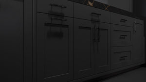 Lakeland Simply Black ( Maple | Plain Cut [ Frameless • Satin • Painted ] - 10' X 10' Kitchen Cabinet ) | Assembled In USA