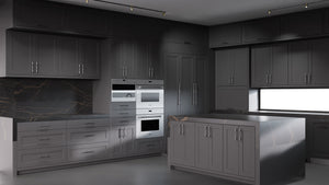 Lakeland Simply Black ( Maple | Plain Cut [ Frameless • Satin • Painted ] - 10' X 10' Kitchen Cabinet ) | Assembled In USA