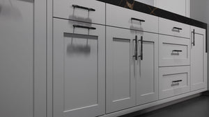 Lakeland Simply Gray ( Maple | Plain Cut [ Frameless • Satin • Painted ] - 10' X 10' Kitchen Cabinet ) | Assembled In USA