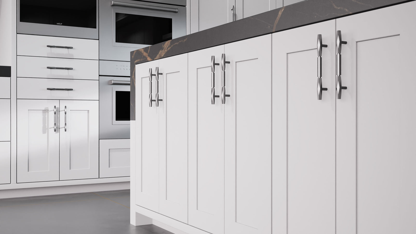 Lakeland Simply Gray ( Maple | Plain Cut [ Frameless • Satin • Painted ] - 10' X 10' Kitchen Cabinet ) | Assembled In USA