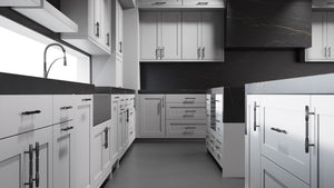 Lakeland Simply Gray ( Maple | Plain Cut [ Frameless • Satin • Painted ] - 10' X 10' Kitchen Cabinet ) | Assembled In USA