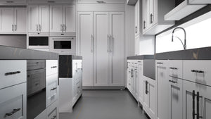 Lakeland Simply Gray ( Maple | Plain Cut [ Frameless • Satin • Painted ] - 10' X 10' Kitchen Cabinet ) | Assembled In USA