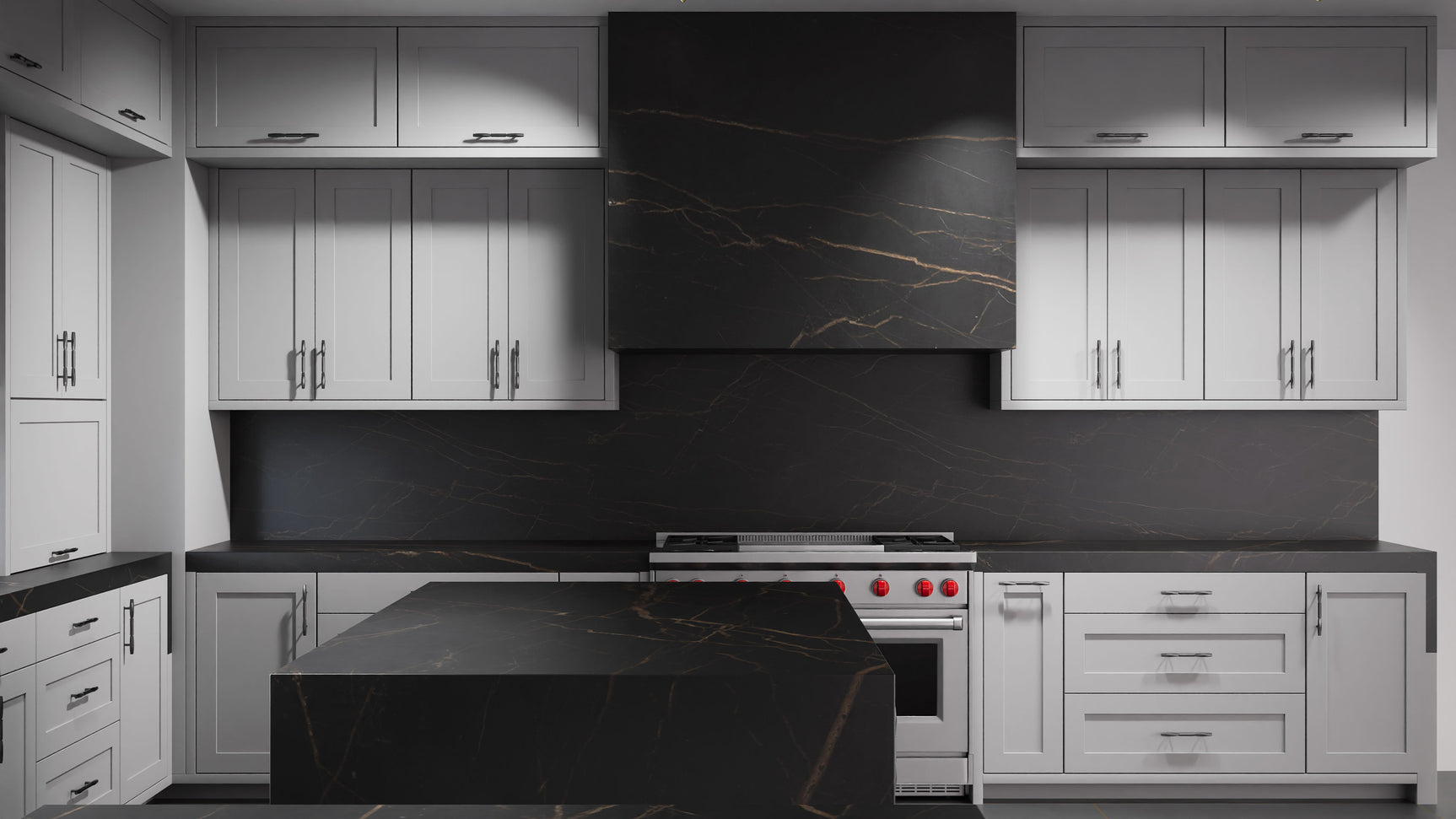 Lakeland Simply Gray ( Maple | Plain Cut [ Frameless • Satin • Painted ] - 10' X 10' Kitchen Cabinet ) | Assembled In USA