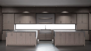 Lakeland Urban Oak ( White_Oak | Rift Cut [ Frameless • Wire Brushed • Stained ] - 10' X 10' Kitchen Cabinet ) | Assembled In USA