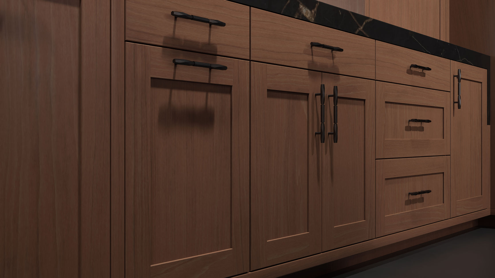 Lakeland Washed Walnut ( Walnut | Plain Cut [ Frameless • Satin • Stained ] - 10' X 10' Kitchen Cabinet ) | Assembled In USA