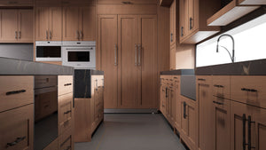 Lakeland Washed Walnut ( Walnut | Plain Cut [ Frameless • Satin • Stained ] - 10' X 10' Kitchen Cabinet ) | Assembled In USA