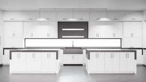 Lakeland II Bright White ( Maple | Plain Cut [ Frameless • Satin • Painted ] - 10' X 10' Kitchen Cabinet ) | Assembled In USA