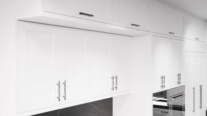 Lakeland II Bright White ( Maple | Plain Cut [ Frameless • Satin • Painted ] - 10' X 10' Kitchen Cabinet ) | Assembled In USA