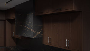 Lakeland II Cherry Black Walnut ( Cherry | Plain Cut [ Frameless • Satin • Stained ] - 10' X 10' Kitchen Cabinet ) | Assembled In USA