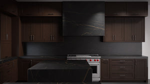 Lakeland II Cherry Black Walnut ( Cherry | Plain Cut [ Frameless • Satin • Stained ] - 10' X 10' Kitchen Cabinet ) | Assembled In USA