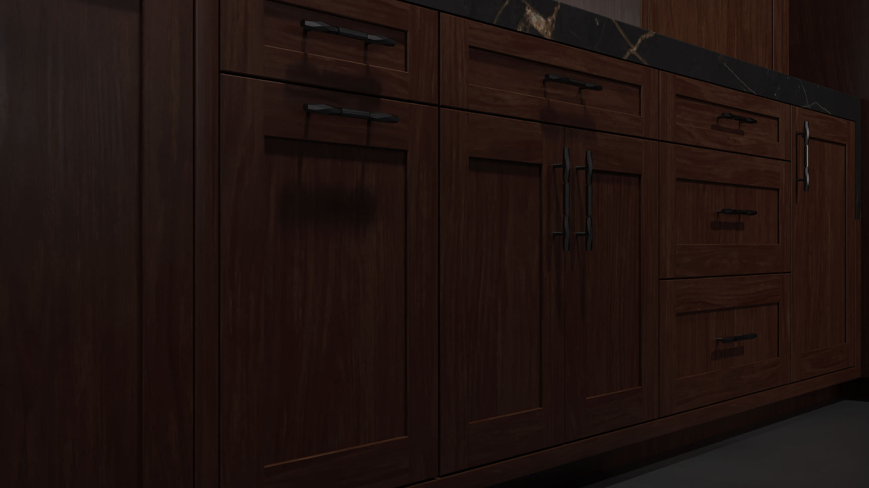 Lakeland II Cherry Cognac ( Cherry | Plain Cut [ Frameless • Satin • Stained ] - 10' X 10' Kitchen Cabinet ) | Assembled In USA