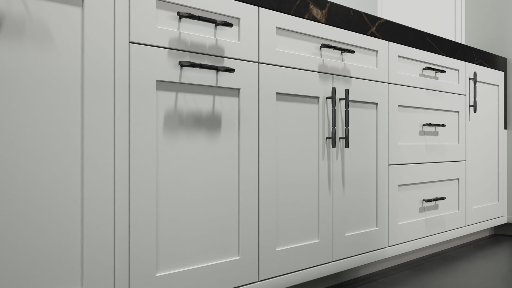 Lakeland II Dove Gray ( Maple | Plain Cut [ Frameless • Satin • Painted ] - 10' X 10' Kitchen Cabinet ) | Assembled In USA