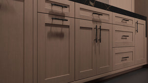 Lakeland II Dusk Gray Oak ( White_Oak | Rift Cut [ Frameless • Wire Brushed • Stained ] - 10' X 10' Kitchen Cabinet ) | Assembled In USA