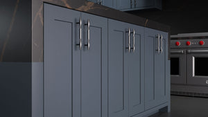 Lakeland II Midnight Blue ( Maple | Plain Cut [ Frameless • Satin • Painted ] - 10' X 10' Kitchen Cabinet ) | Assembled In USA