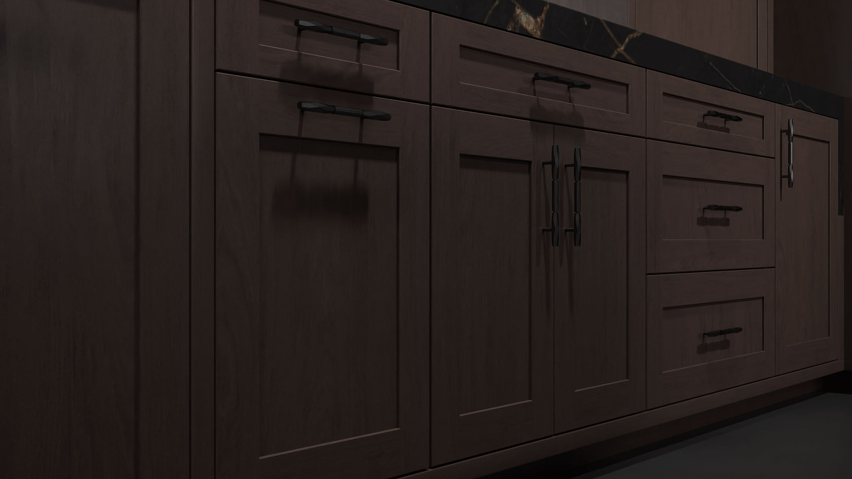 Lakeland II Misty Gray ( Cherry | Plain Cut [ Frameless • Satin • Stained ] - 10' X 10' Kitchen Cabinet ) | Assembled In USA