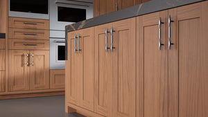 Lakeland II Natural Walnut ( Walnut | Plain Cut [ Frameless • Satin • Stained ] - 10' X 10' Kitchen Cabinet ) | Assembled In USA