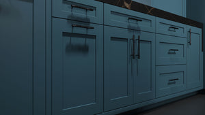 Lakeland II Oceana Blue ( Maple | Plain Cut [ Frameless • Satin • Painted ] - 10' X 10' Kitchen Cabinet ) | Assembled In USA