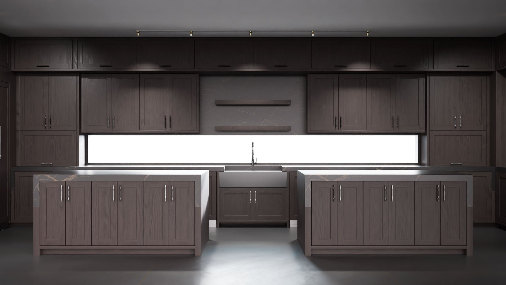 Lakeland II Onyx Cherry ( Cherry | Plain Cut [ Frameless • Satin • Stained ] - 10' X 10' Kitchen Cabinet ) | Assembled In USA