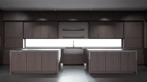 Lakeland II Onyx Cherry ( Cherry | Plain Cut [ Frameless • Satin • Stained ] - 10' X 10' Kitchen Cabinet ) | Assembled In USA