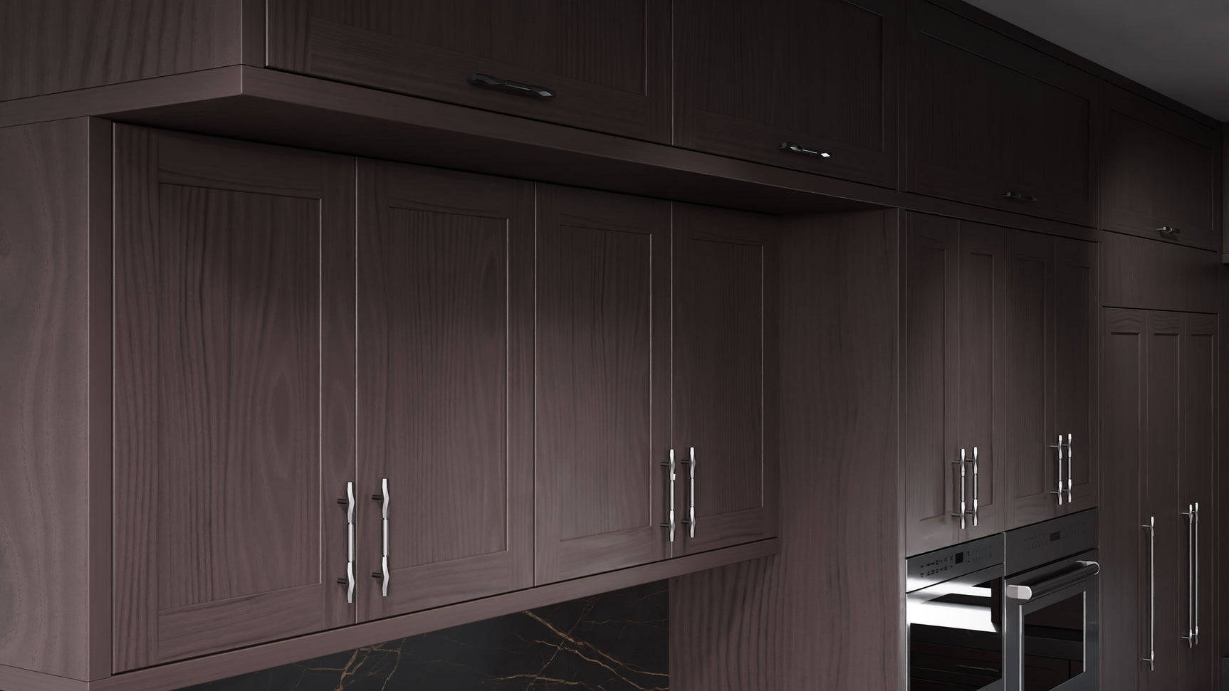 Lakeland II Onyx Cherry ( Cherry | Plain Cut [ Frameless • Satin • Stained ] - 10' X 10' Kitchen Cabinet ) | Assembled In USA