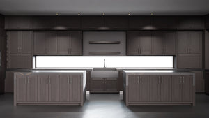 Lakeland II Onyx Oak ( White_Oak | Rift Cut [ Frameless • Wire Brushed • Stained ] - 10' X 10' Kitchen Cabinet ) | Assembled In USA