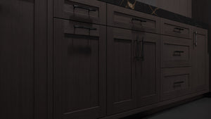 Lakeland II Onyx Oak ( White_Oak | Rift Cut [ Frameless • Wire Brushed • Stained ] - 10' X 10' Kitchen Cabinet ) | Assembled In USA