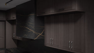 Lakeland II Onyx Oak ( White_Oak | Rift Cut [ Frameless • Wire Brushed • Stained ] - 10' X 10' Kitchen Cabinet ) | Assembled In USA