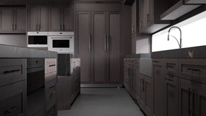 Lakeland II Onyx Oak ( White_Oak | Rift Cut [ Frameless • Wire Brushed • Stained ] - 10' X 10' Kitchen Cabinet ) | Assembled In USA