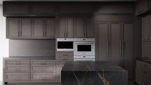 Lakeland II Onyx Oak ( White_Oak | Rift Cut [ Frameless • Wire Brushed • Stained ] - 10' X 10' Kitchen Cabinet ) | Assembled In USA