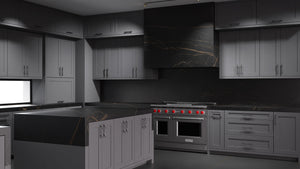 Lakeland II Peppercorn ( Maple | Plain Cut [ Frameless • Satin • Painted ] - 10' X 10' Kitchen Cabinet ) | Assembled In USA