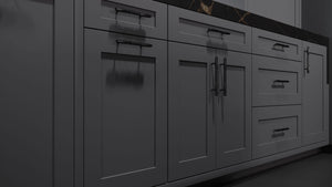 Lakeland II Peppercorn ( Maple | Plain Cut [ Frameless • Satin • Painted ] - 10' X 10' Kitchen Cabinet ) | Assembled In USA