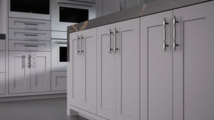 Lakeland II Peppercorn ( Maple | Plain Cut [ Frameless • Satin • Painted ] - 10' X 10' Kitchen Cabinet ) | Assembled In USA