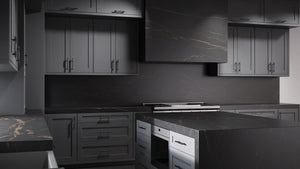 Lakeland II Peppercorn ( Maple | Plain Cut [ Frameless • Satin • Painted ] - 10' X 10' Kitchen Cabinet ) | Assembled In USA