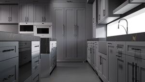 Lakeland II Peppercorn ( Maple | Plain Cut [ Frameless • Satin • Painted ] - 10' X 10' Kitchen Cabinet ) | Assembled In USA