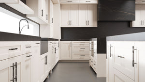 Lakeland II Repose Gray ( Maple | Plain Cut [ Frameless • Satin • Painted ] - 10' X 10' Kitchen Cabinet ) | Assembled In USA